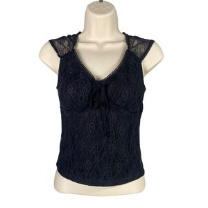 Y2k Babydoll Top XS Black Lace Fairy Indie Grunge Whimsigoth Vamp